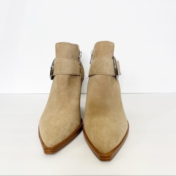 Vince Camuto Gidgey Suede Buckle Pointed Block Heeled Ankle Booties 5.5 US - Picture 5 of 8